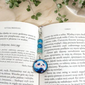Zakładka do książki z chubby pandą, jadeitowe koraliki, prezent dla dziecka