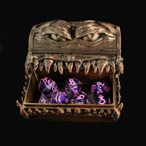 Zestaw 7 kości RPG z żywicy z ostrymi krawędziami imitujący kosmos z błękitnym płynnym wnętrzem i fioletowymi smugami | Kości Liquid Core Astral Nebula Lume Design