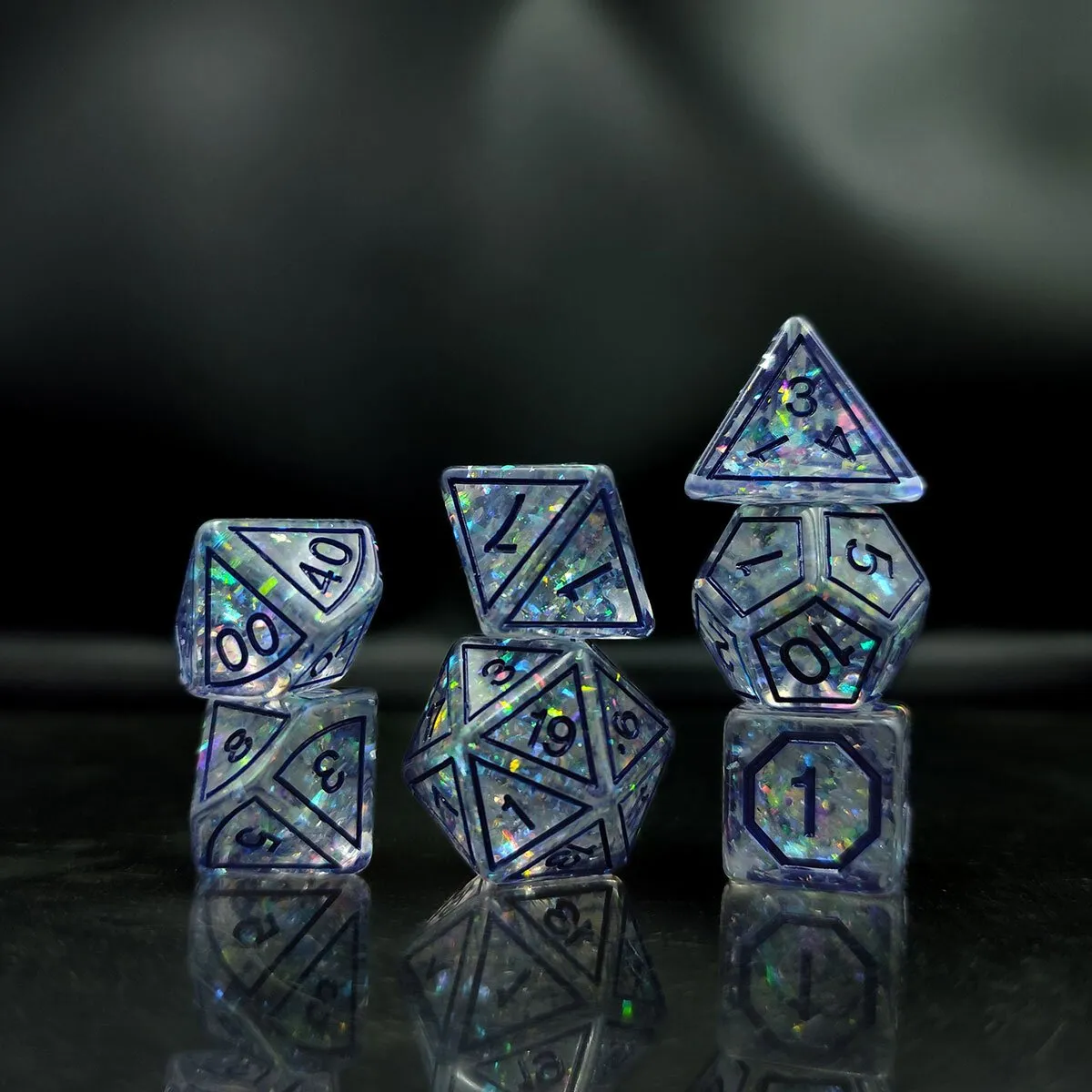 Kości RPG witrażowe – zestaw kości wielościennych do DnD