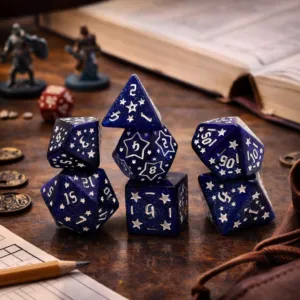 Zestaw kości wielościennych RPG DnD gwiazdy gwiazdki noc