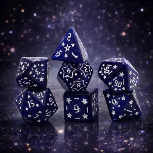 Kości RPG gwiezdne granatowe – zestaw kości wielościennych DnD