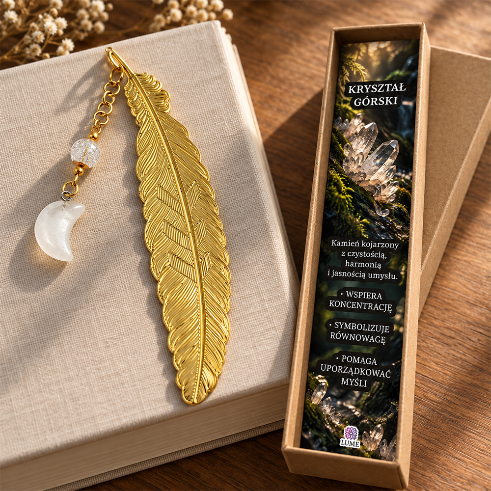 Zakładka kryształ górski kamień amulet z intencją pudełko