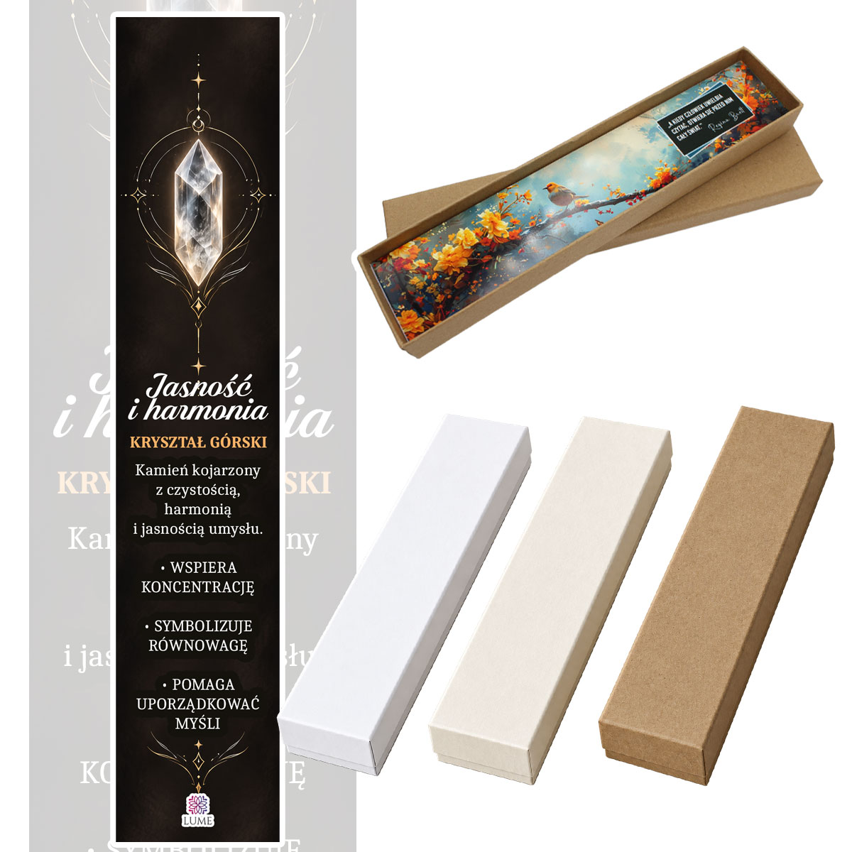 Zakładka z kryształem górskim księżyc amulet z intencją