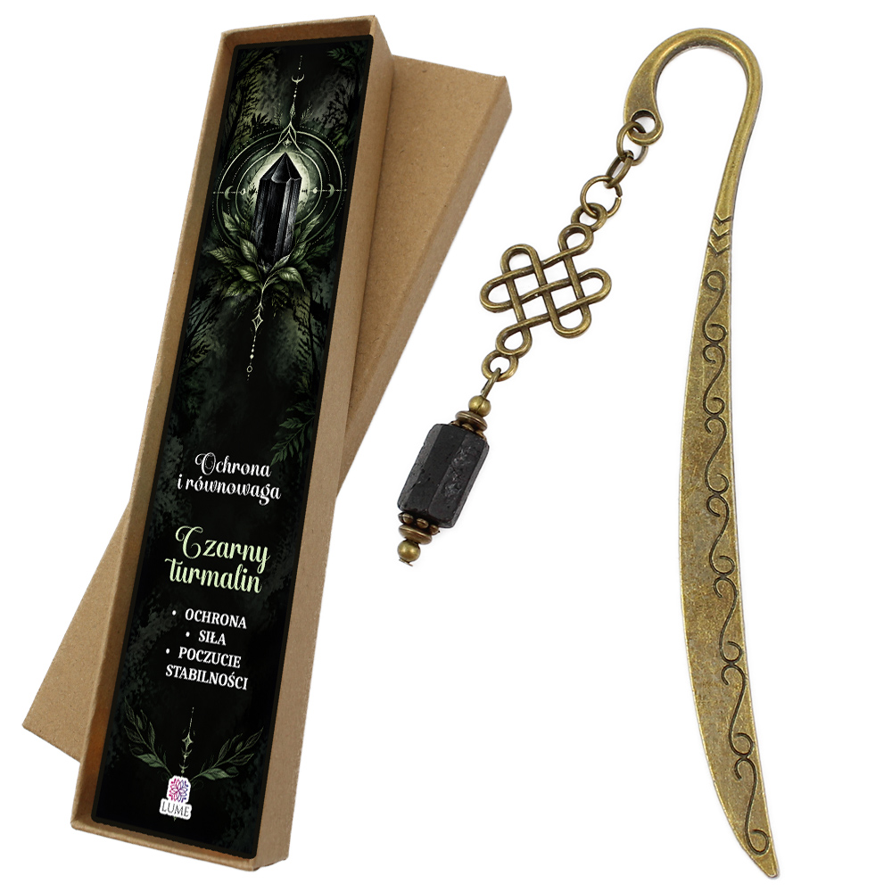 Zakładka do książki czarny turmalin amulet kamień prezent z intencją