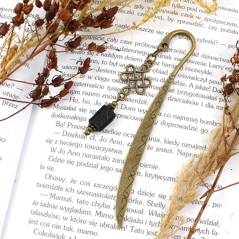 Zakładka do książki czarny turmalin amulet kamień prezent z intencją