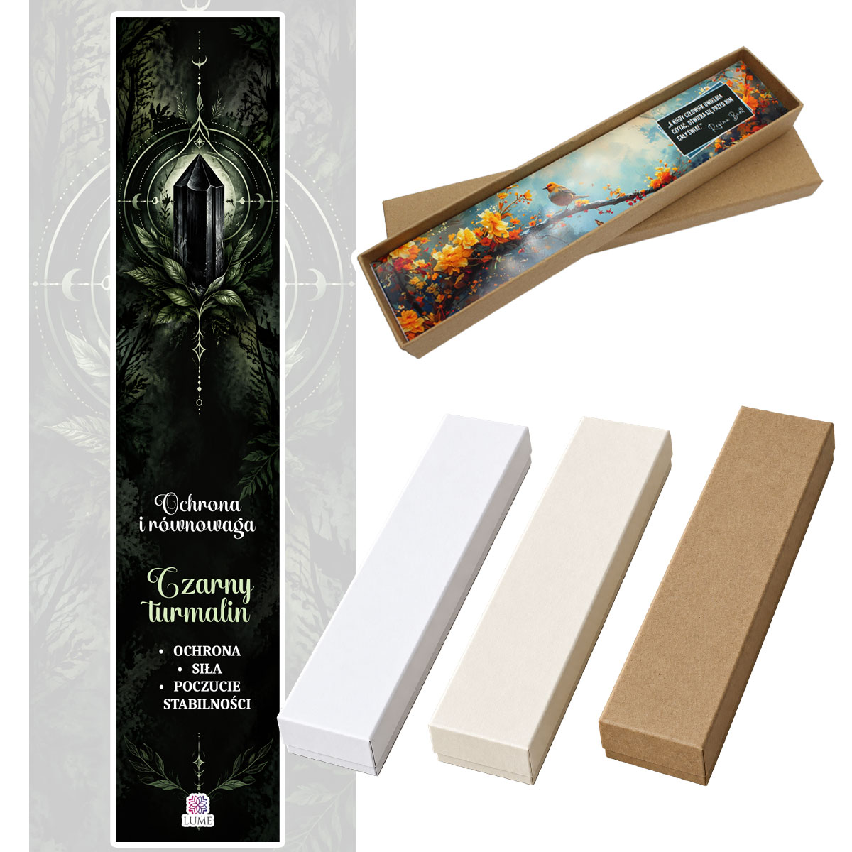 Zakładka do książki czarny turmalin amulet kamień prezent z intencją