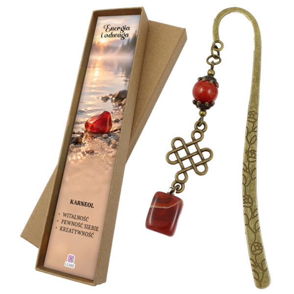 Zakładka do książki karneol z intencją amulet minerał prezent dla niej