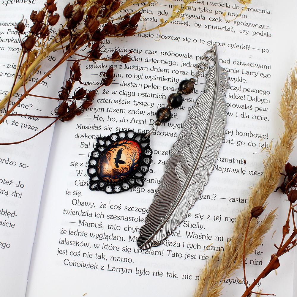 Zakładka do książki kruk mroczny las fantasy prezent dla czytelnika