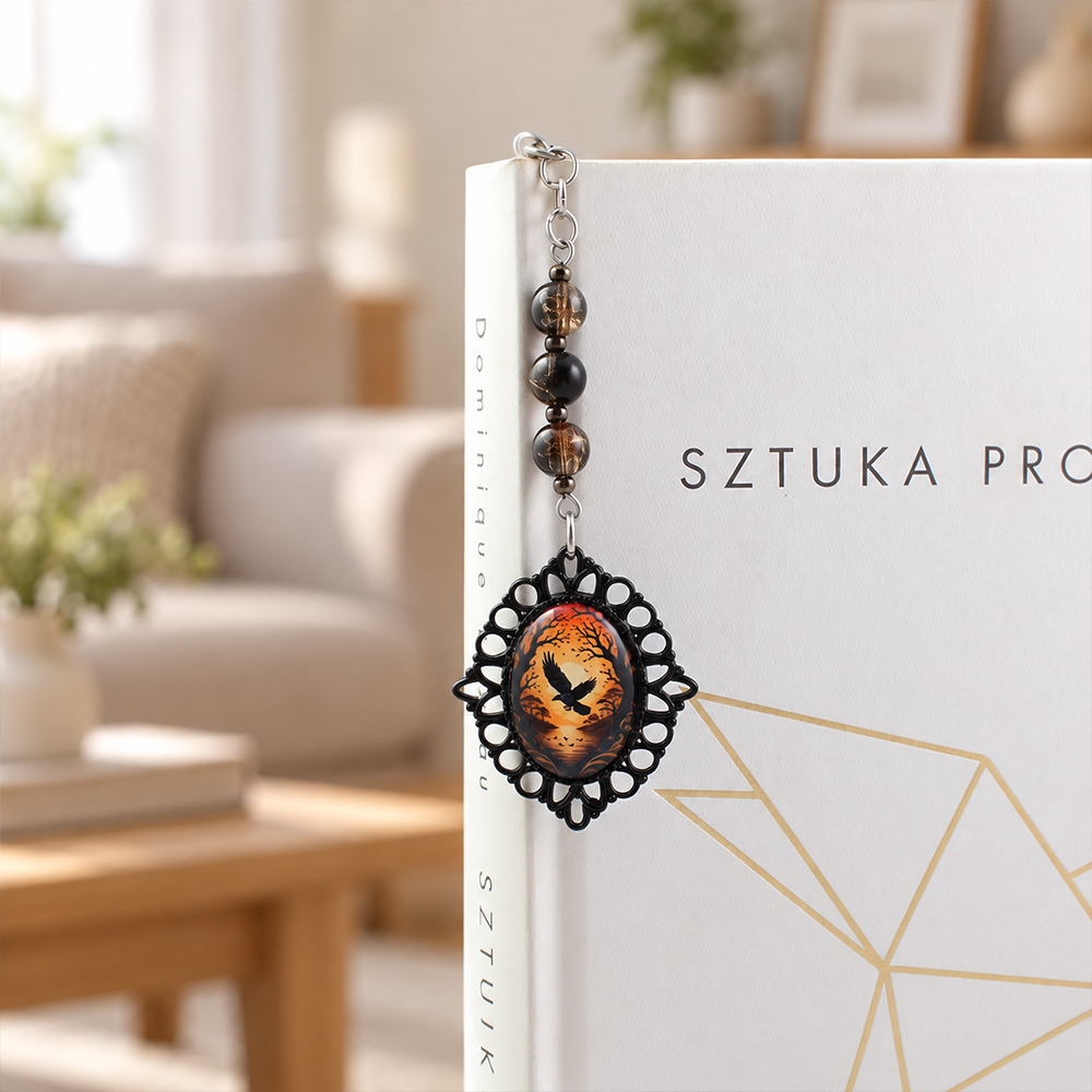 Zakładka do książki kruk mroczny las fantasy prezent dla czytelnika