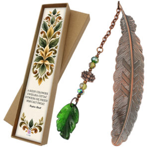 Zakładka do książki zielony listek boho witchy miedź upominek dla niej