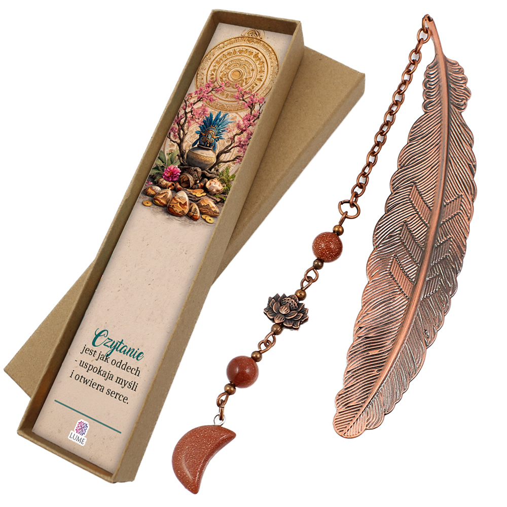Zakładka do książki notesu miedziana pióro boho witchy piasek pustyni