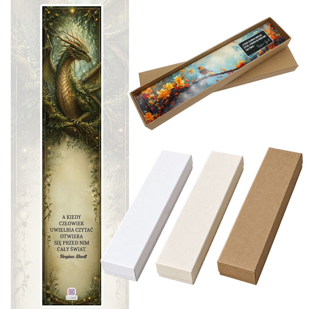 Zakładka do książki zielony smok fantasy RPG prezent dla gracza pióro
