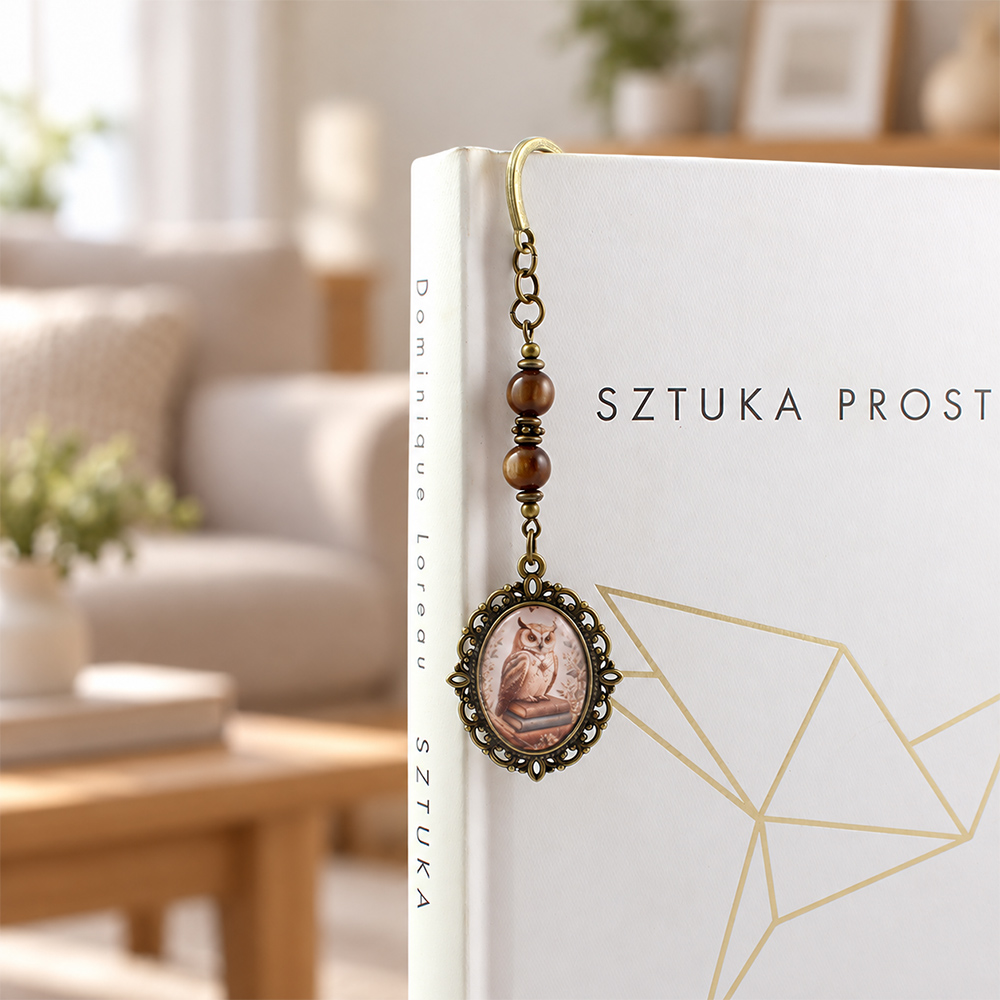Zakładka do książki sowa prezent dla nauczyciela vintage retro