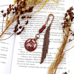 Zakładka do książki wilk boho indiańska amulet miedziana pióro