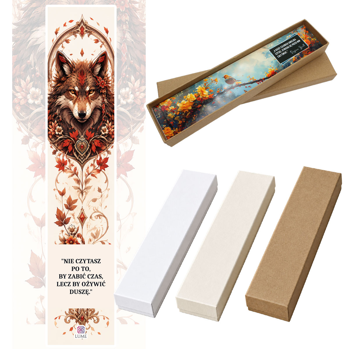 Zakładka do książki wilk boho indiańska amulet miedziana pióro