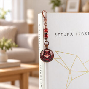 Zakładka do książki wilk boho indiańska amulet miedziana pióro